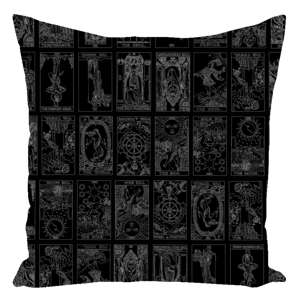 Rider Waite Tarot Deck Pillows and cases - goth cult Wiccan skulls bats 18x18
