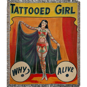 COMING SOON - Tattooed girl tapestry Woven Blankets