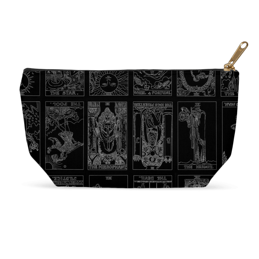 Rider Waite Tarot Deck Accessory makeup pouch goth cult Wiccan skulls bats 8.5x6