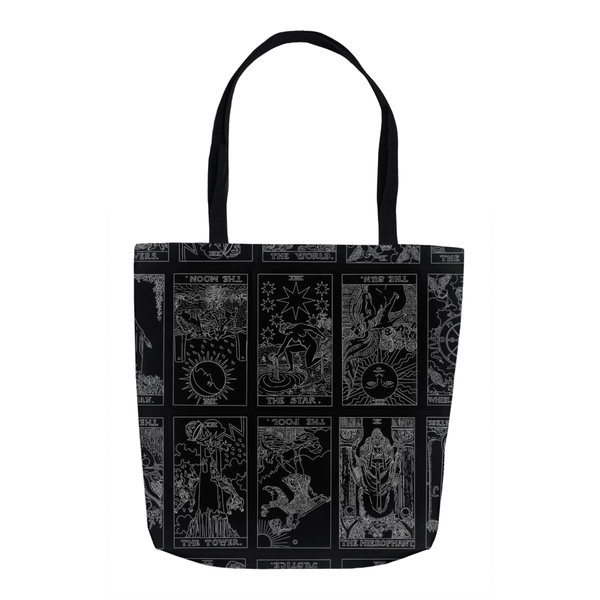 Rider Waite Tarot Deck tote bag - goth cult Wiccan skulls bats 16x16