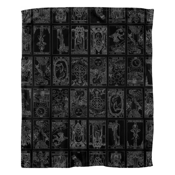 Rider Waite Tarot Deck premium sherpa fleece blankets goth cult Wiccan skulls bats