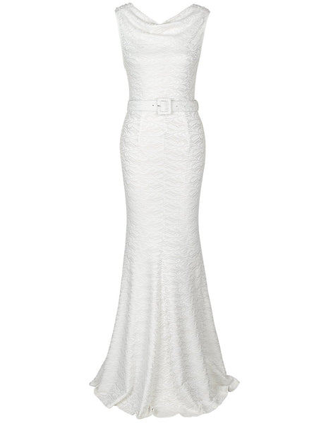 US STOCK Lace Mermaid Bias Cut Wedding Dress