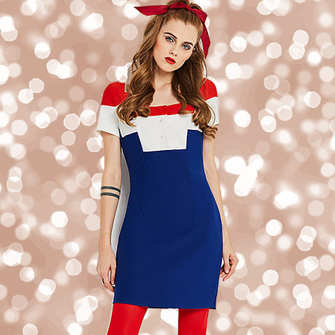 Vintage 1960s Red White and Blue Mini Go Go Mod Dress