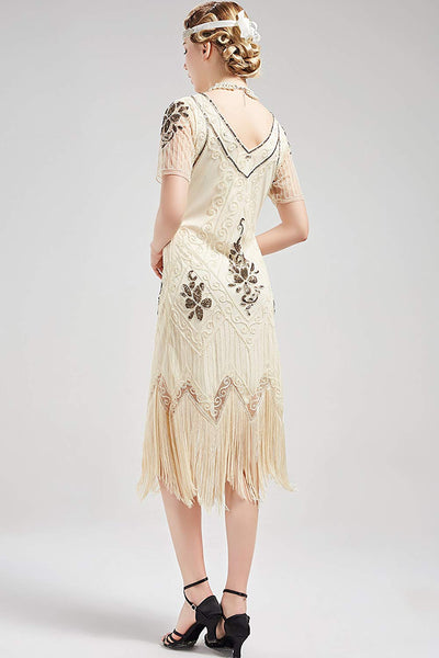 US Stock Unique 1920s Vintage Art Deco Fringed Sequin Dress 20s Flapper Gatsby Dress
