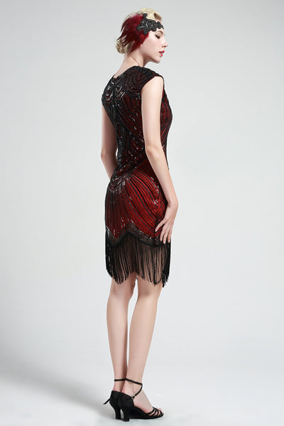 US STOCK White and Silver Flapper Beaded Fringed Great Gatsby Dress