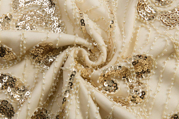 Vintage 1920s Unique Ivory White Flapper Dress Beaded Gatsby Dress Roaring 20s Sequins Dress Vintage Art Deco Dress Wedding