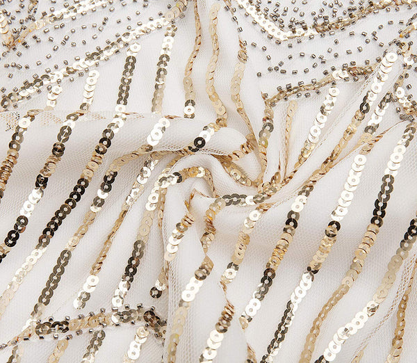 Vintage White Unique 1920s Flapper Dress Roaring 20s Great Gatsby Dress Fringed Sequin Art Deco Dress