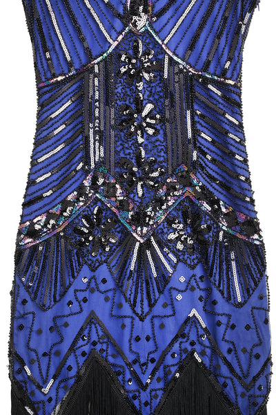 US Stock Black and Red glass beaded Fringe Flapper Dress