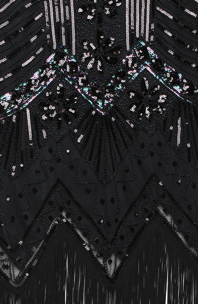 US Stock Black and Red glass beaded Fringe Flapper Dress