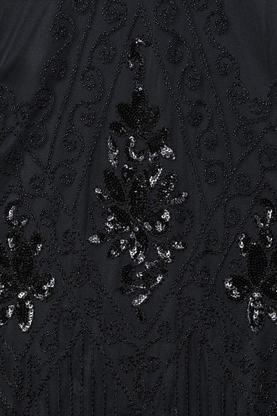 US STOCK Vintage Black 1920s Art Deco Unique Fringed Sequin Dress 20s Flapper Gatsby