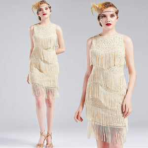 NWT Cream sequin beaded deco flapper dress ALL SIZES