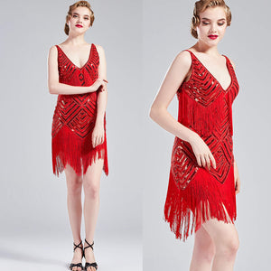red beaded deco flapper dress ALL SIZES