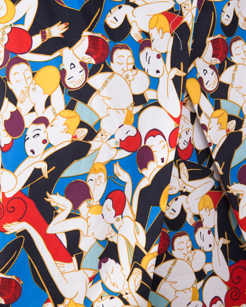 CAROLINA HERRERA Archive Print Collection Tango Dancers Faux Wrap Dress NEW size 10 LARGE