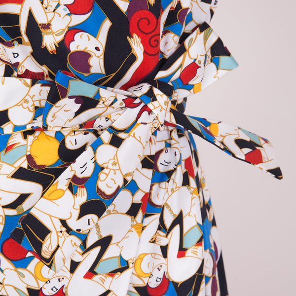 CAROLINA HERRERA Archive Print Collection Tango Dancers Faux Wrap Dress NEW size 10 LARGE