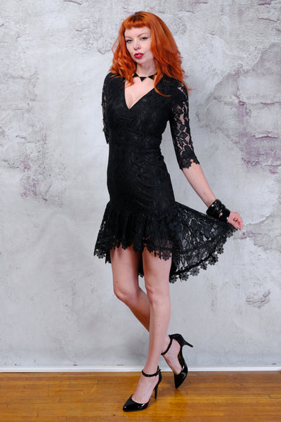 NWT Hello Molly black lace fishtail dress XS
