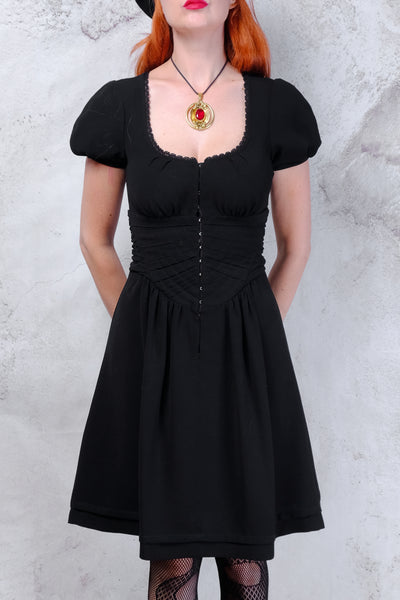 Black Betsy Johnson puff sleeve dress 2
