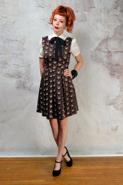 Navy cat print dress size small SM