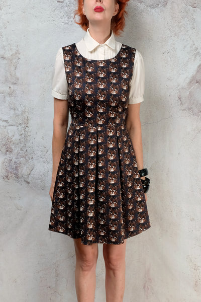 Navy cat print dress size small SM