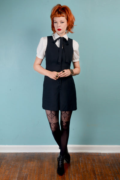 Vintage 1990s Black blazer romper SM