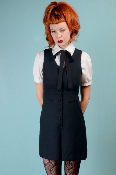 Vintage 1990s Black blazer romper SM