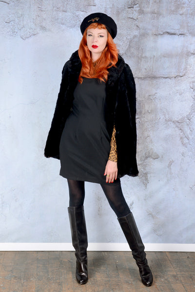 1940s black seared beaver fur cape ONE SIZE