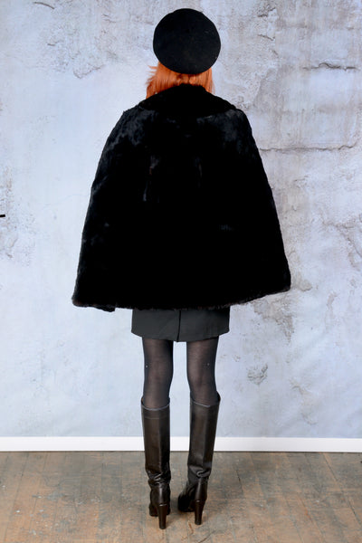 1940s black seared beaver fur cape ONE SIZE
