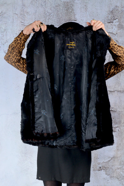 1940s black seared beaver fur cape ONE SIZE