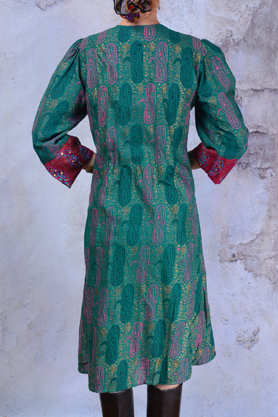 Vintage 1970s Indian gauze boho midi dress medium large boho 70s