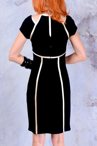 Yoana Baraschi Black and cream knit body con sheath dress - size 2 XS SM