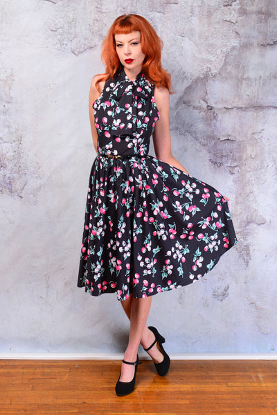 Rockabilly bowtie cherries flare dress