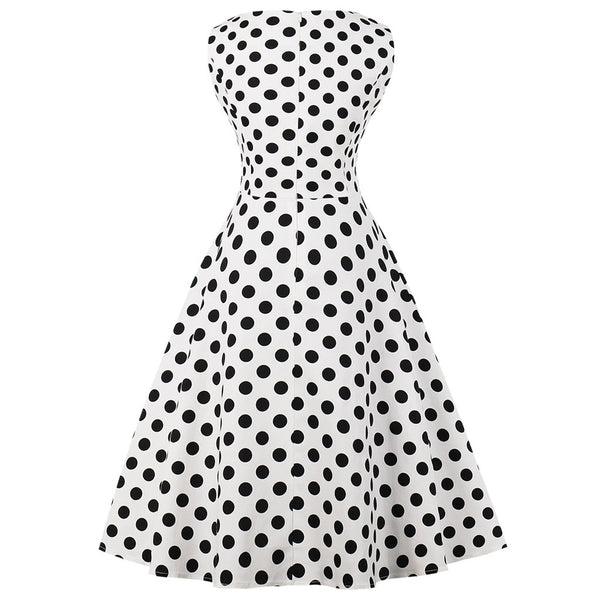 Blue Polka Dot Fit and Flare Swing Dress