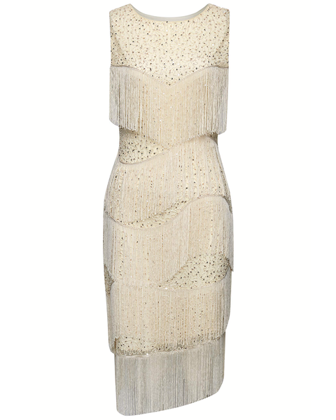 NWT Cream sequin beaded deco flapper dress ALL SIZES