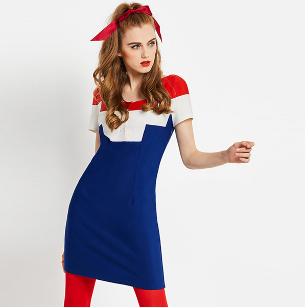 Vintage 1960s Red White and Blue Mini Go Go Mod Dress