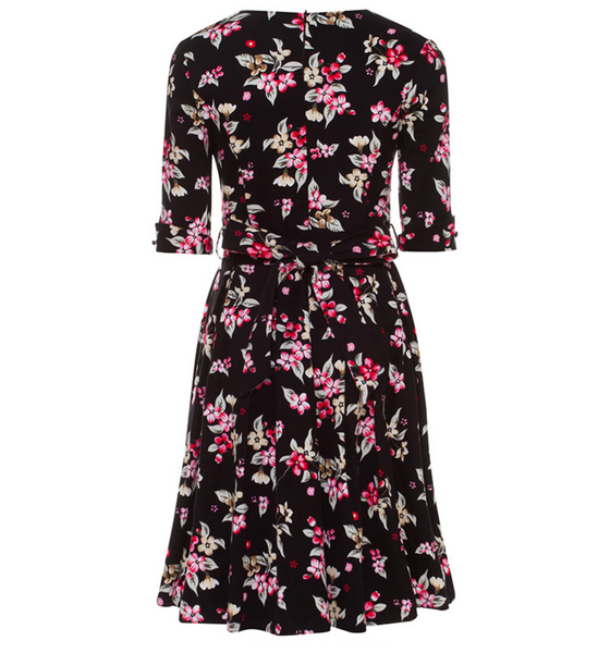 Tie back Floral Full Skirt Dress
