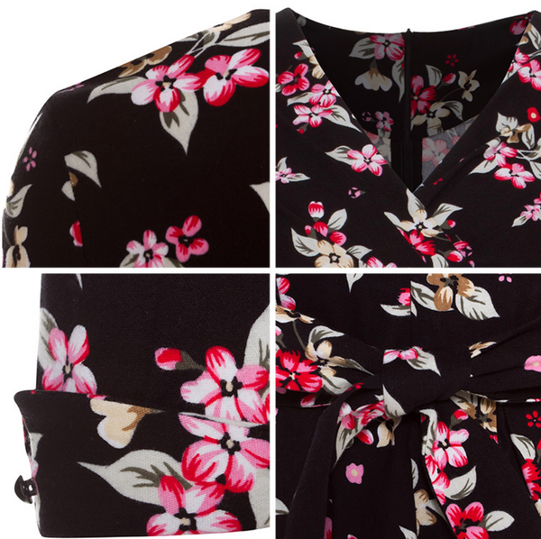 Tie back Floral Full Skirt Dress