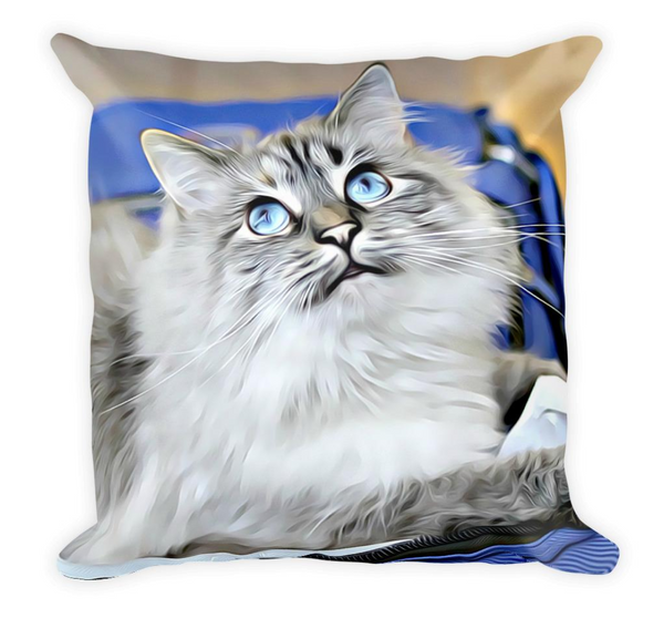 Custom Pet Painting Portrait on Square Pillow