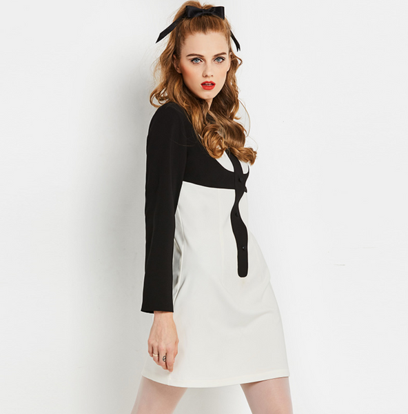 Mod Black and White Op Art Go Go Mini Dress