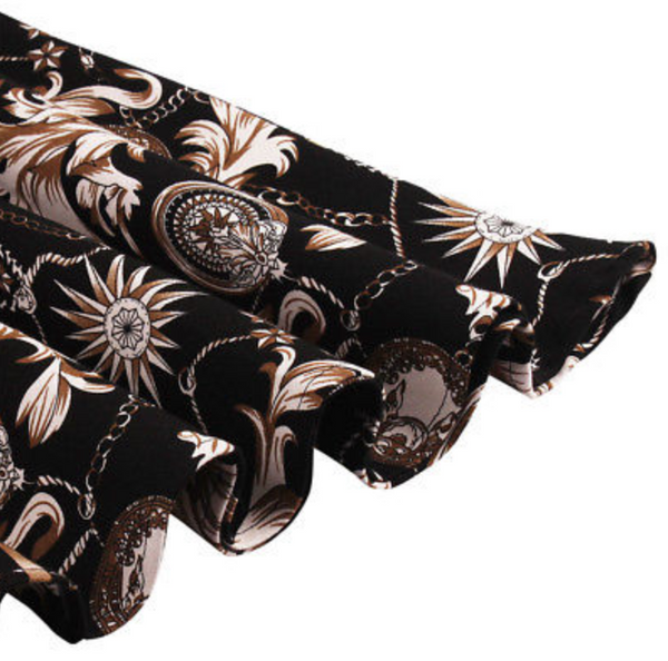 US STOCK Baroque Compass Print Fit and Flare Dress