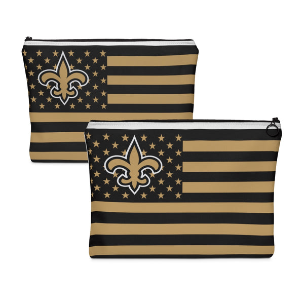 New Orleans Saints Louisiana USA American flag Makeup Bag Carry All Pouch - Flat
