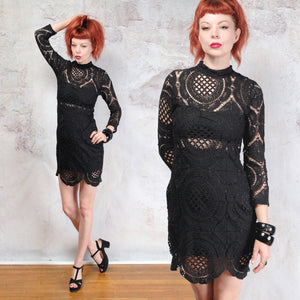 Black crochet mini dress size SM/MD