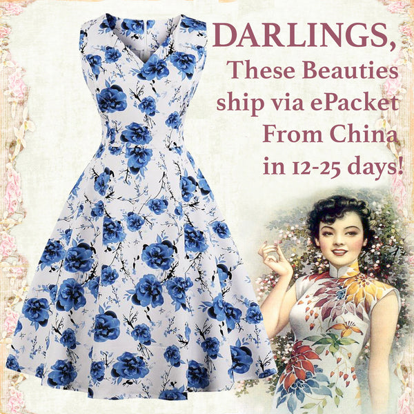 Blue Floral Fit and Flare Swing Dress