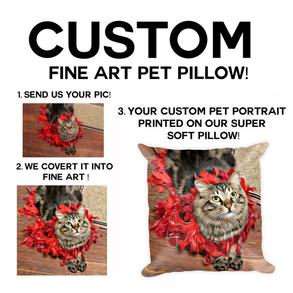 Custom Pet Painting Portrait on Square Pillow