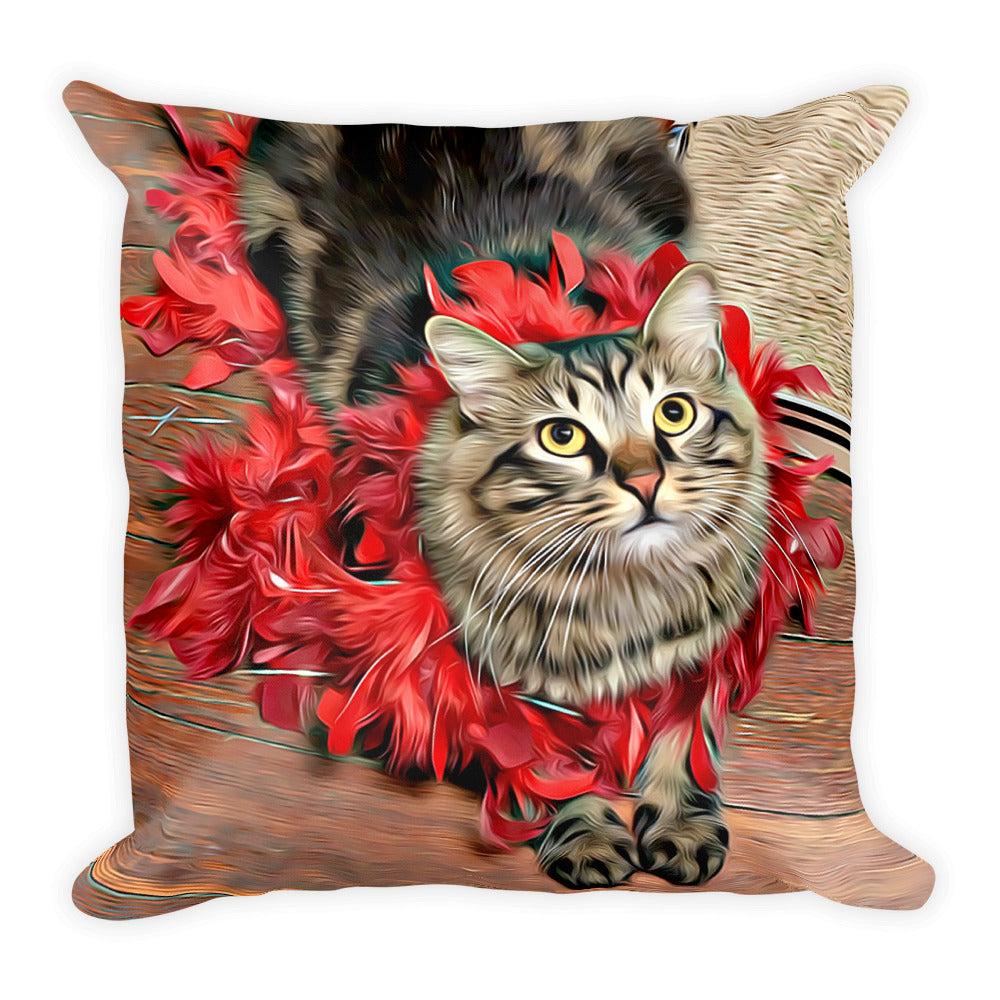 Custom Pet Painting Portrait on Square Pillow