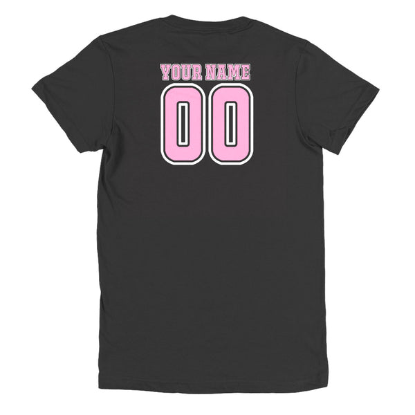 Ladies Custom name and number New Orleans Saints T-Shirt. Made in the USA