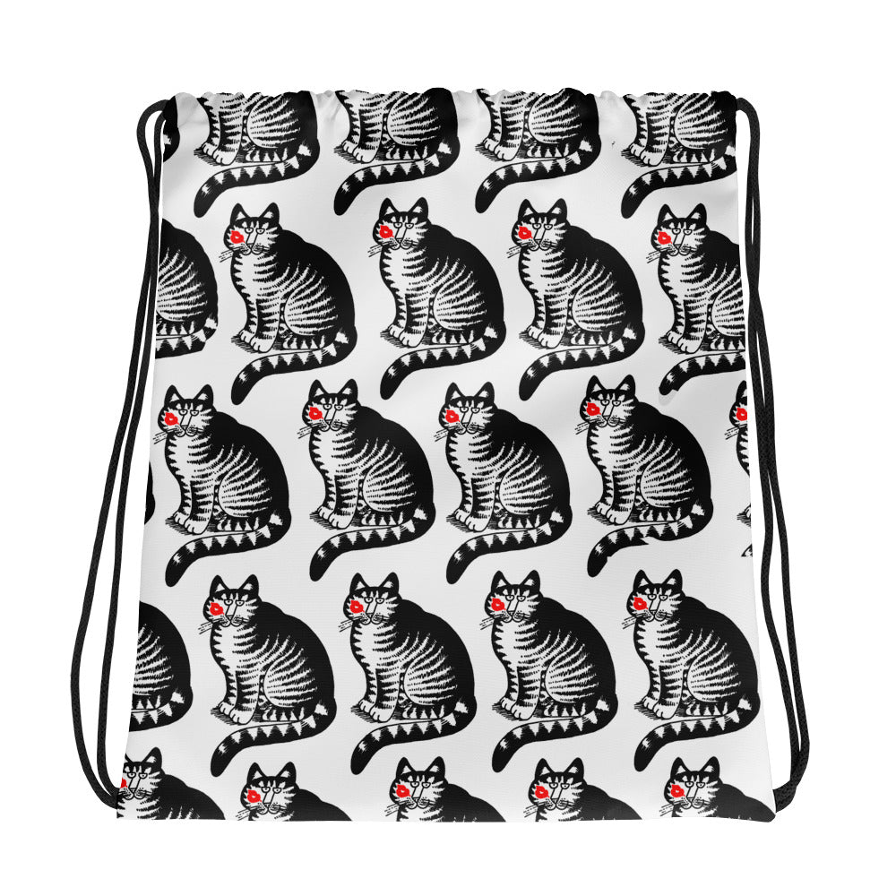 Crazy Cat Woman Kliban Drawstring bag