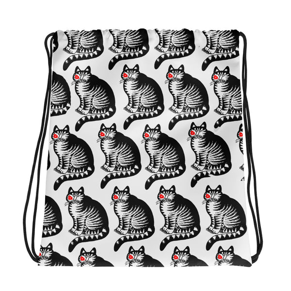 Crazy Cat Woman Kliban Drawstring bag