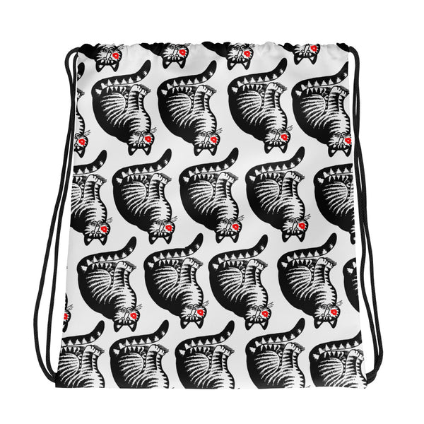 Crazy Cat Woman Kliban Drawstring bag
