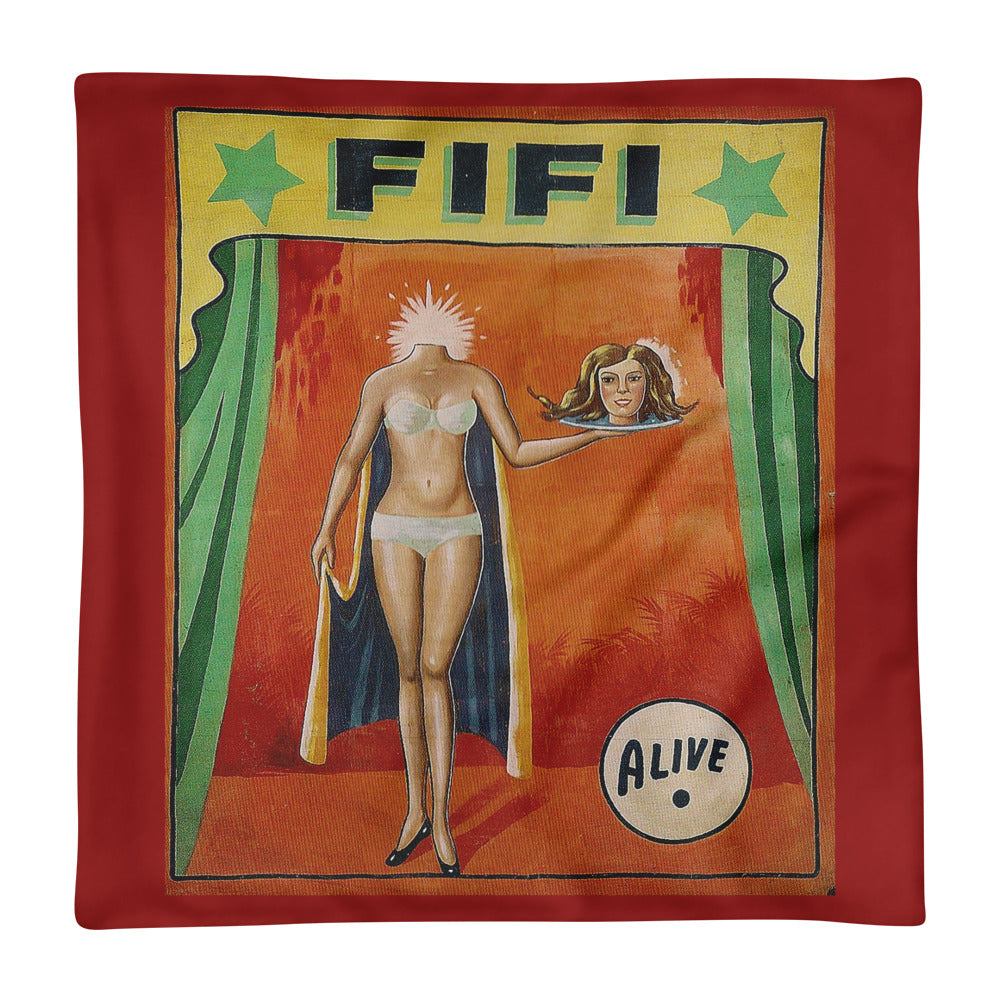 Antique Double sided Freak Show Side Show Banner Pinup Square Pillow Case only