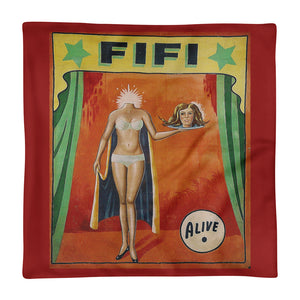 Antique Double sided Freak Show Side Show Banner Pinup Square Pillow Case only