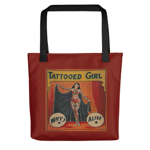 Antique Freak Show Sideshow Banner Purse Tote bag tattooed girl